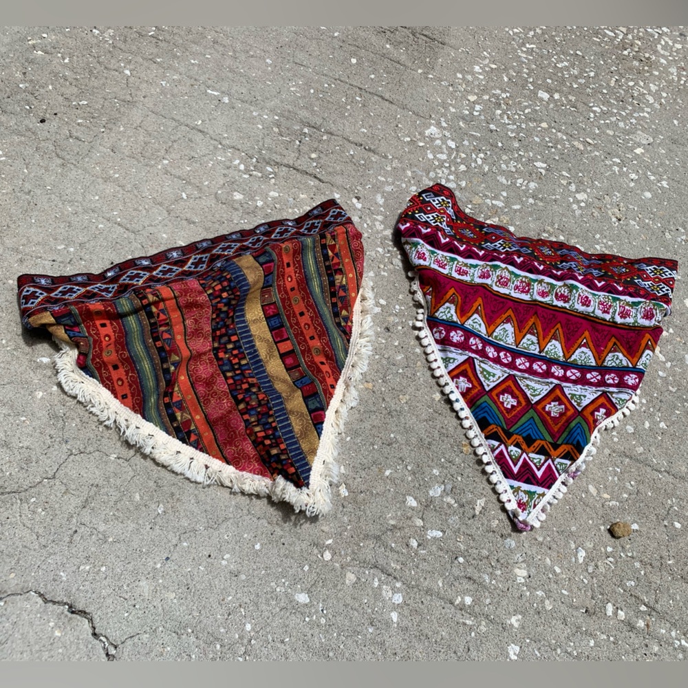 Set of 2 boho clip on elastic head scarfs